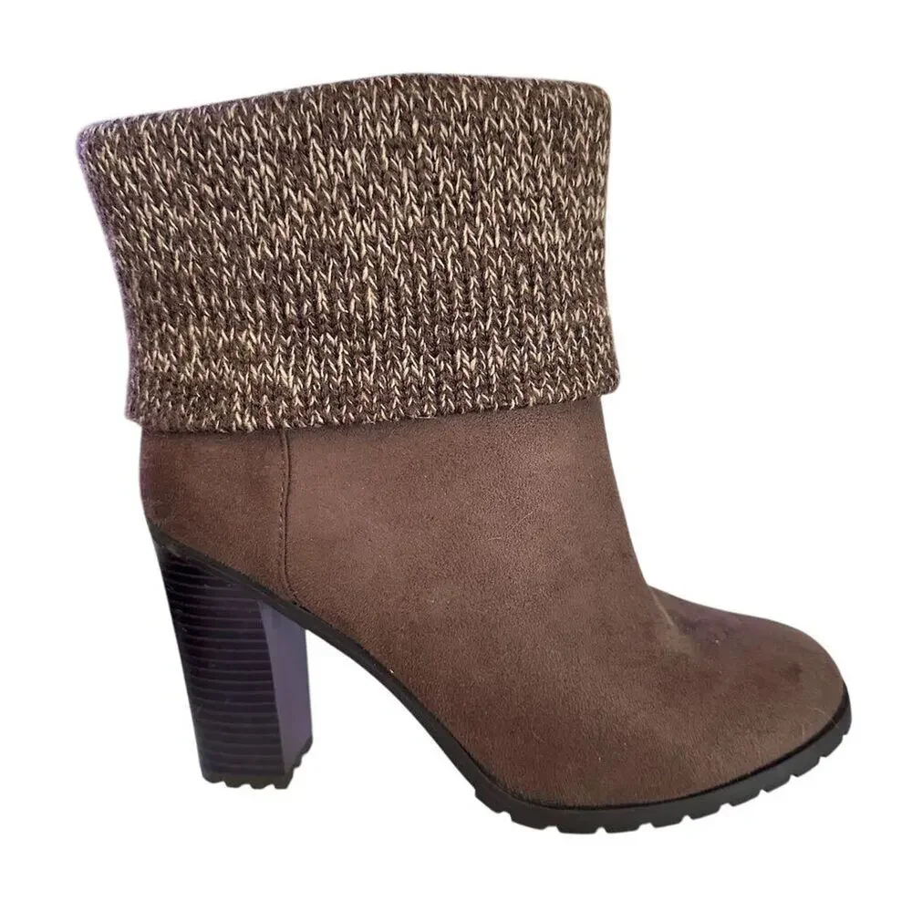 Leila Stone Jarae Women's‎ Brown Ankle Bootie Heel Size 8.5 Casual Block Heel - Picture 5 of 12